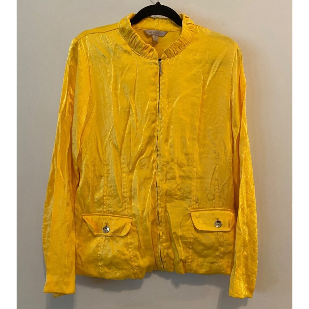 Laura Ashley Bright Yellow Zip-Up Jacket Large